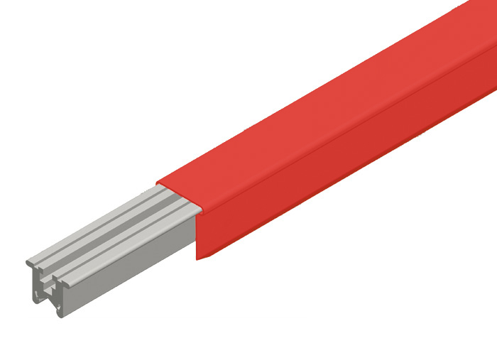 Hevi-Bar II Conductor Bar 500A, Red Med Heat Polycarbonate Cover, 30FT Length