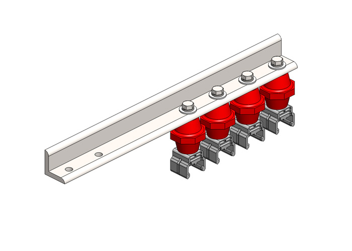 Hevi-Bar II, Bracket, Flange, w/4 Polycarbonate Hangers, w/Insulators (for 500A Bar Only)