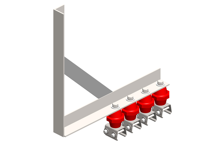 Hevi-Bar II, Bracket, Web, Braced, w/4 Polycarbonate Hangers (for 700-1500A Bar)