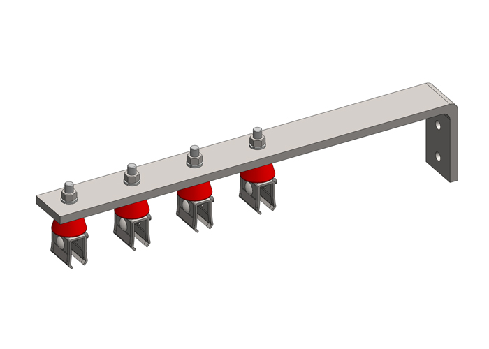 8-Bar, Bracket, Web, with Hanger Clamps, 4 Steel Cross-Bolt, w/Insulators and Lock Nuts, 3 inch OC, 19 inch L