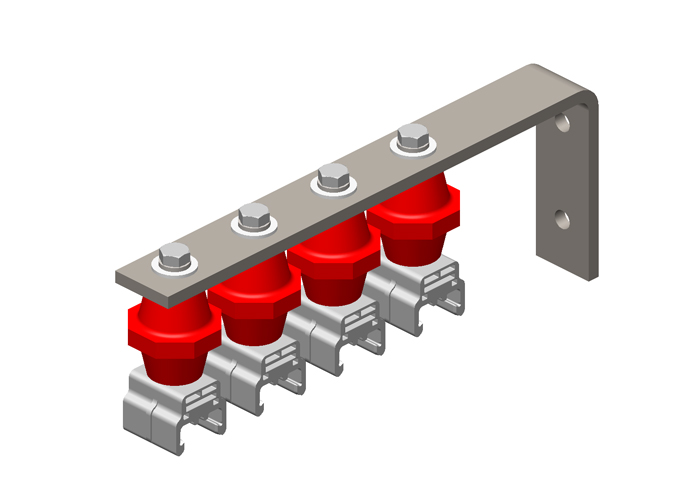 Hevi-Bar II, Bracket, Web, Plated, w/4 Stainless Steel Cross-bolt Hangers, w/Insulators (for 500A Bar Only), 16.25 inch L