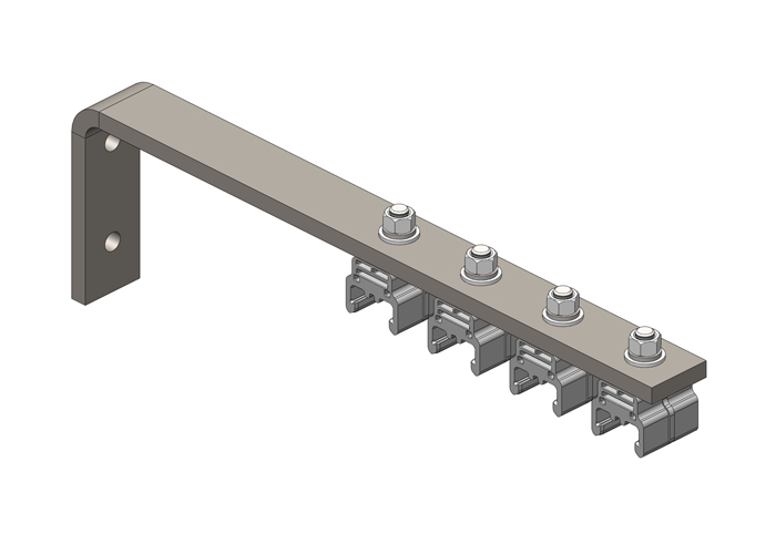 Hevi-Bar II, Bracket, Web, Plated, w/4 Polycarbonate Hangers, w/Insulators (for 500A Bar Only), 21.25 inch L