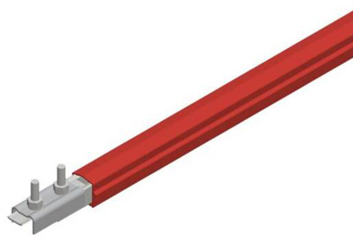 Safe-Lec 2 Conductor Bar 100A Galv Steel, Medium Heat Polycarbonate Cover, Red Phase, w/ Splice Joint, 4.5M