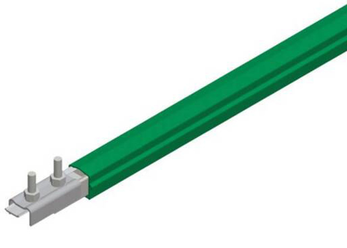 Safe-Lec 2 Conductor Bar 125A Galv Steel, Green PVC Cover. w/ Splice Joint, 4.5M