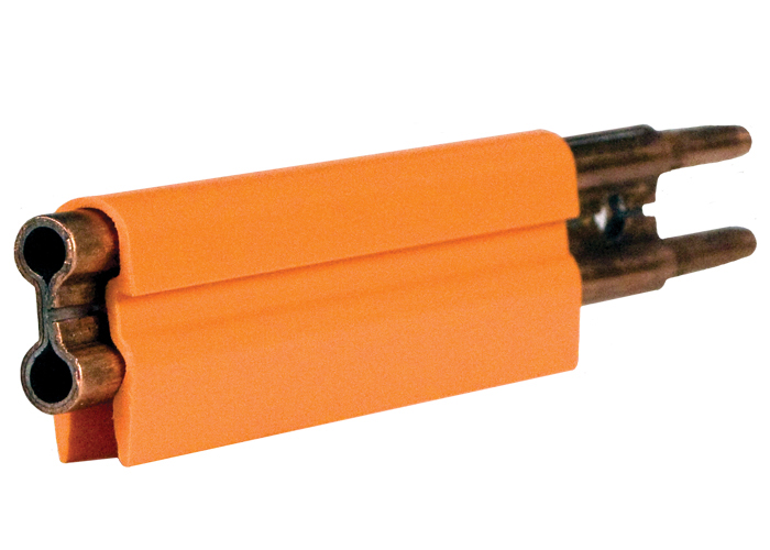 8-Bar Conductor Bar, 250A, Copper / Steel Lam, Orange PVC Cover, 5FT Length