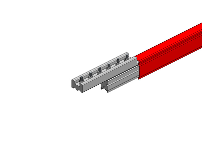 Hevi-Bar II Conductor Bar Dura Coat, 1500A, Red Med Heat Polycarbonate Cover, With Splice, 30FT Length