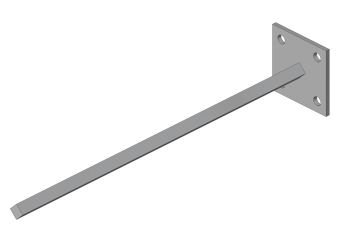 Safe-Lec 2 Collector Mounting Bar, Single-Post, 0.5 inch (13 mm) sq, 16 inch Length