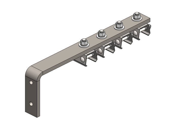 Hevi-Bar II, Bracket, Web, Plated, w/4 Stainless Steel Cross-bolt Hangers (for 700-1500A Bar), 19.25 inch L