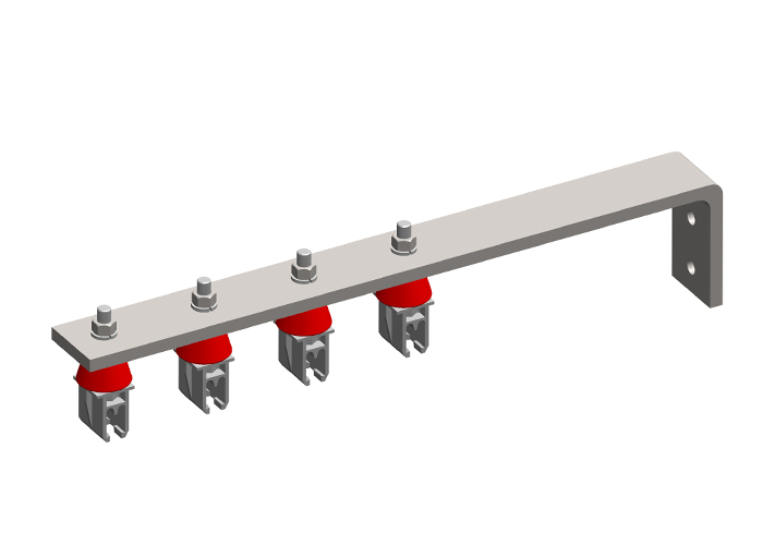 8-Bar, Bracket, Web, with Hanger Clamps, 4 Plastic Snap-in, w/Insulators, 3 inch OC, 19 inch L