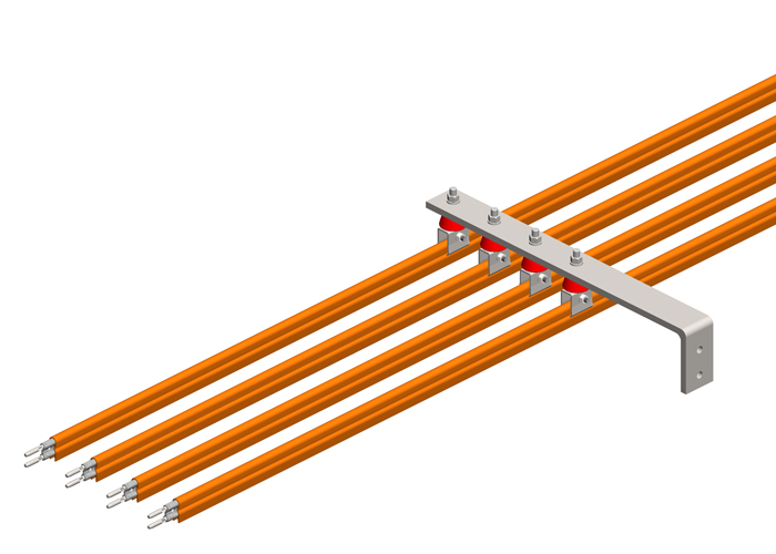 8-Bar, Bracket, Web, with Hanger Clamps, 4 Steel Cross-Bolt, w/Insulators, 3 inch OC, 19 inch L