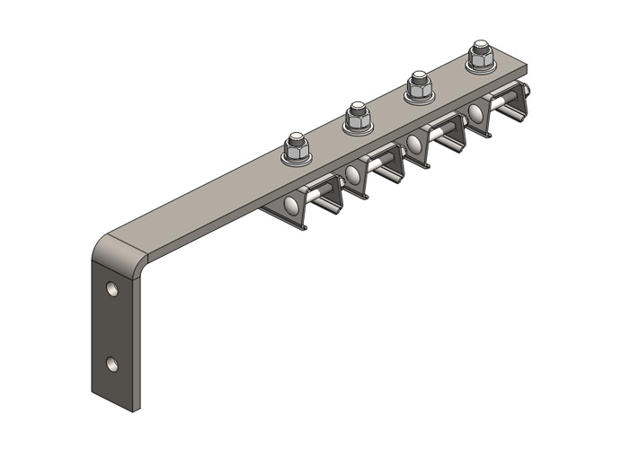 Hevi-Bar II, Bracket, Web, Plated, w/4 Stainless Steel Cross-bolt Hangers, w/Insulators (for 500A Only), 19.25 inch L