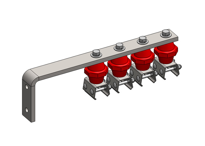 Hevi-Bar II, Bracket, Web, Stainless Steel, w/4 Stainless Steel Cross-bolt Hangers, w/Insulators (for 500A Bar Only), 19.25 inch L