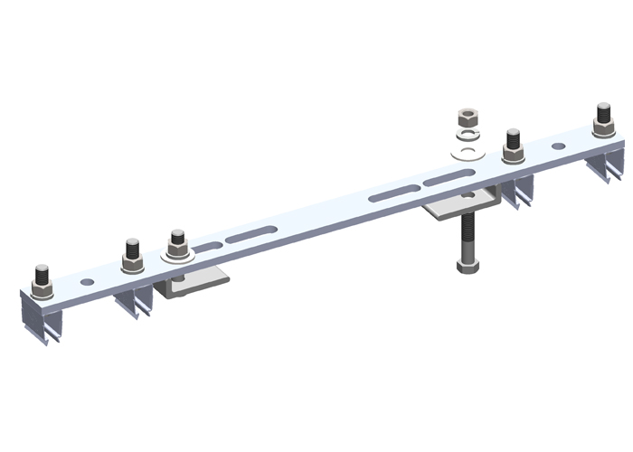 8-Bar, Bracket, Flange, with Hanger Clamps, Steel Snap-in, 2+2, 19 3/8 inch L