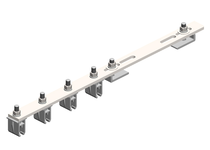 8-Bar, Bracket, Flange, with Hanger Clamps, Plastic Snap-in, 4 on one side, 21.75 inch L