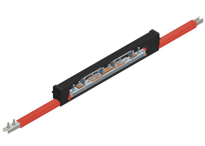 Safe-Lec 2 Expansion Section, 400A AL/SS, Red Medium Heat Polycarbonate Cover, w/ Splice Joint, 4.5M