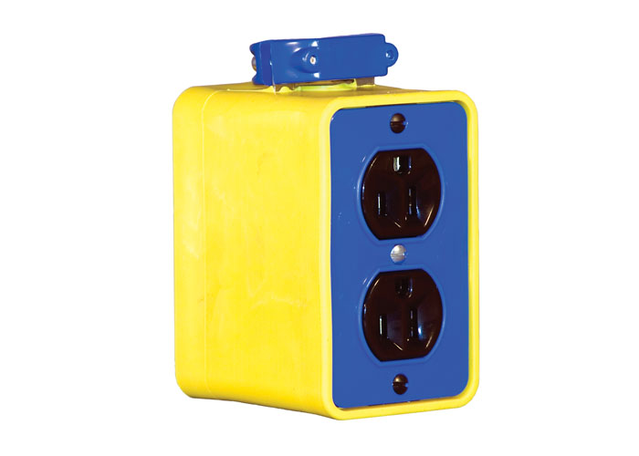 Cable Reel, Spring, Receptacle Box, Dual 20 A, 125 V, with Four Outlets
