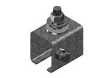 Standard Duty C-Track Festoon Track Anchor Bracket, For Angle Iron Cross Arm Supports, Galv Steel, End-Feed Style