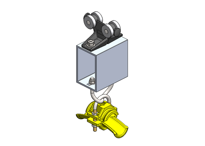 Standard Duty C-Track Festoon Tow Trolley For Round Cable, Plastic Saddle/Body, for 0.98