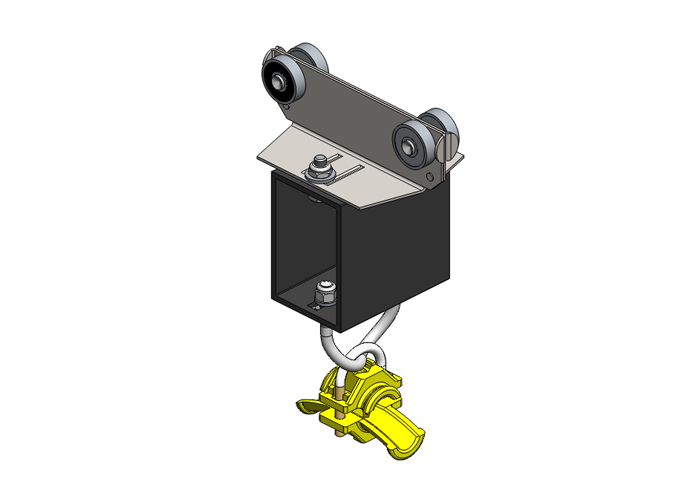 Standard Duty C-Track Festoon Tow Trolley For Round Cable, Stainless Steel, For 1.42