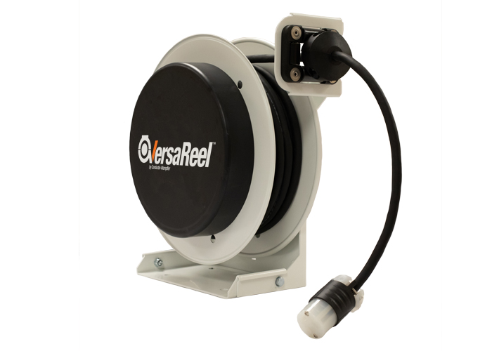 VersaReel Spring-Driven Cable Reel, 12AWG/3 Conductors, 25FT, w/Single Receptacle, 20A