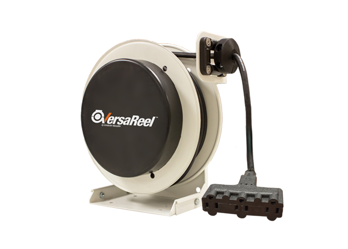 VersaReel Spring-Driven Cable Reel, 16AWG/3 Conductors, 50FT, w/Triple Tap, 10A